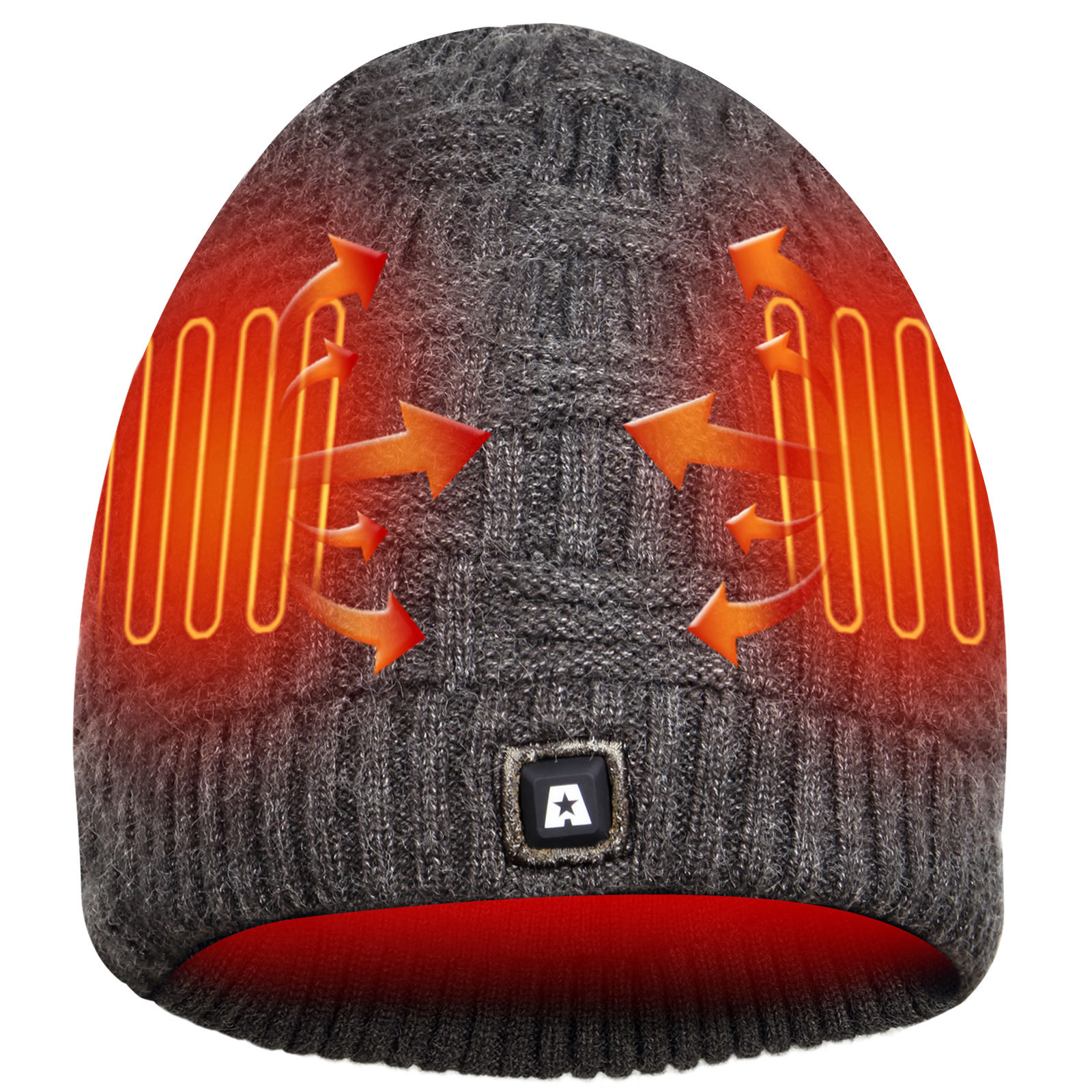 Battery Heated Hat, Electric Winter Heated Beanie Hat with Rechargeable Battery for Men Women Black
