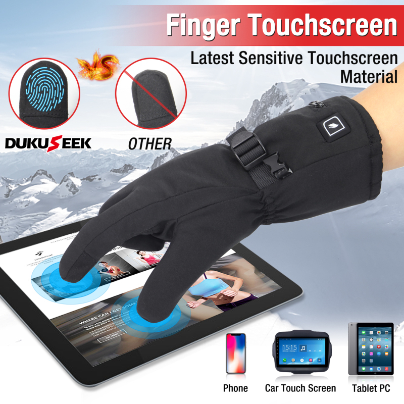 DUKUSEEK Heated Gloves for Men Women, Battery Powered Electric Glove with Touchscreen for Outdoor Activities