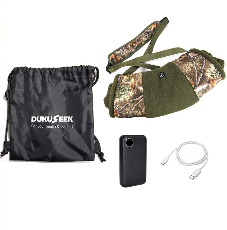 DUKUSEEK Heated Hand Muff for Hunting, Electric Hand Warmer Hunting Pouch with Rechargeable Battery for Winter Outdoor Hunting