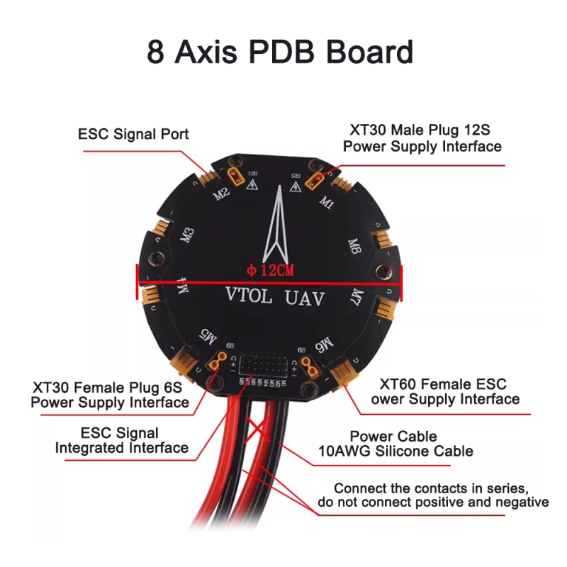 12S 480A High Current PDB Power Distribution Board for 8 Axis Agriculture Drones