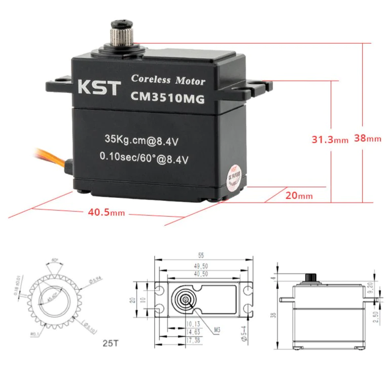 CM3510MG Coreless IP65 Waterproof DC Motor Metal Gear Servos for RC Rock Crawler Monster Truck