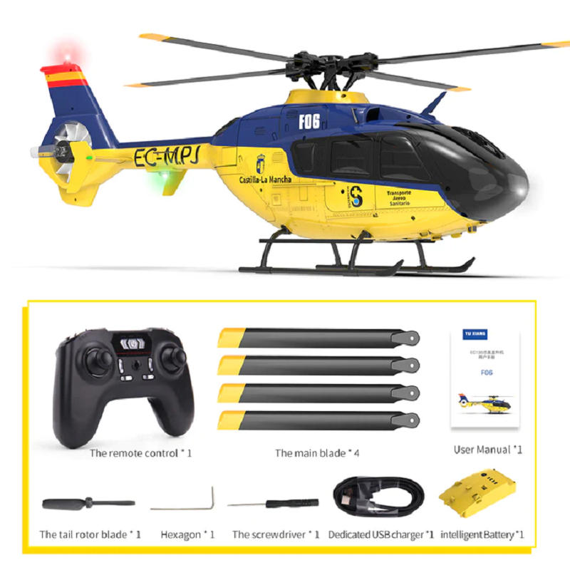 Yuxiang F06 EC135 Flybarless Eurocopter 6-Axis Simulation RC Helicopter RTF