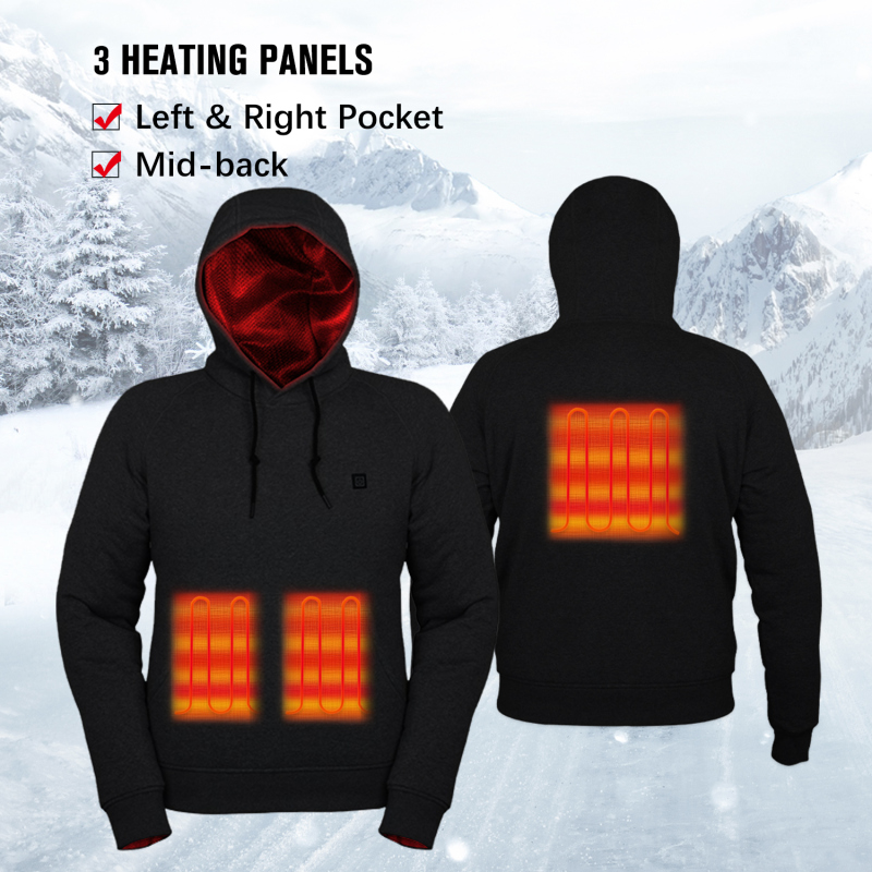 New ARRIS Heated Hoodie Unisex Warm Coat 5 Heating Panels &amp; 3 Temp Settings
