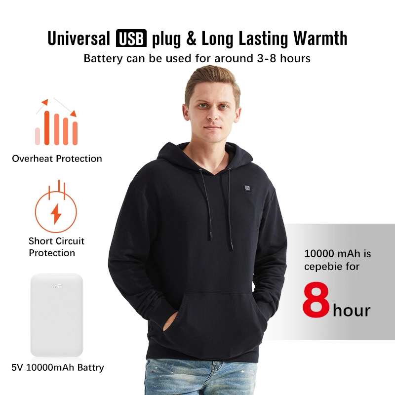 New ARRIS Heated Hoodie Unisex Warm Coat 5 Heating Panels & 3 Temp Settings