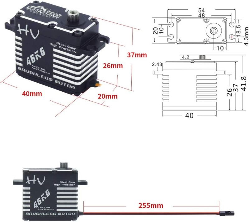 JX BLS-HV7146MG 46kg Brushless High Precision Steel Gear Full CNC Digital Servo