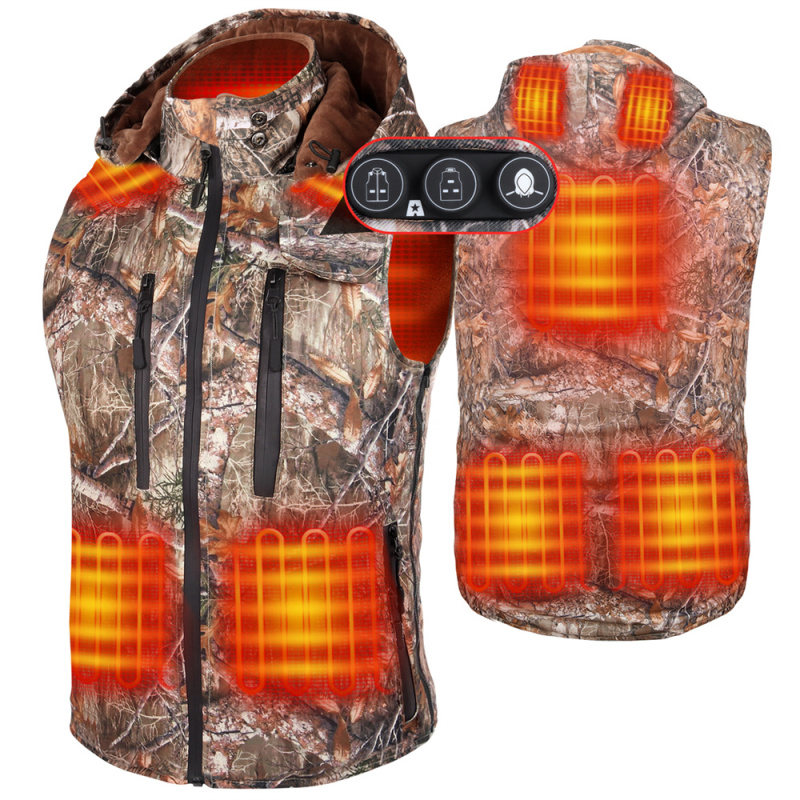 ARRIS Camo Heated Vest with Detachable Hood 7500mAh Rechargable Battery Warm Vest