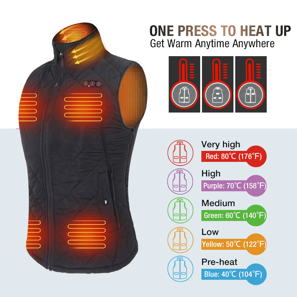 ARRIS Heated Vest for Women, Size Adjustable 7.4V Electric Warm Vest 8 Heating Panels with Battery Pack