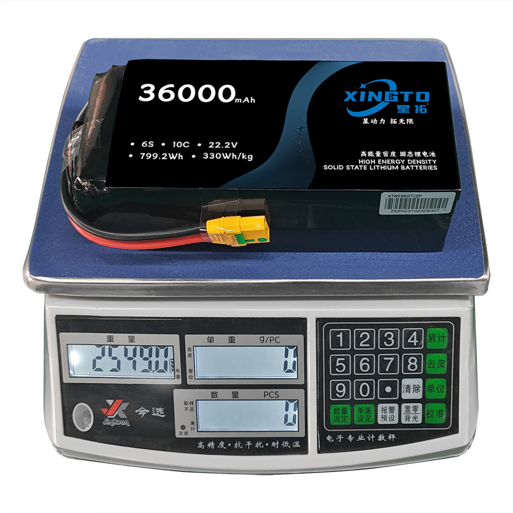 XINGTO 6S 22.2V 36000mah 10C Lipo Battery 330Wh/kg High Density Semi Solid-State Lithium Battery