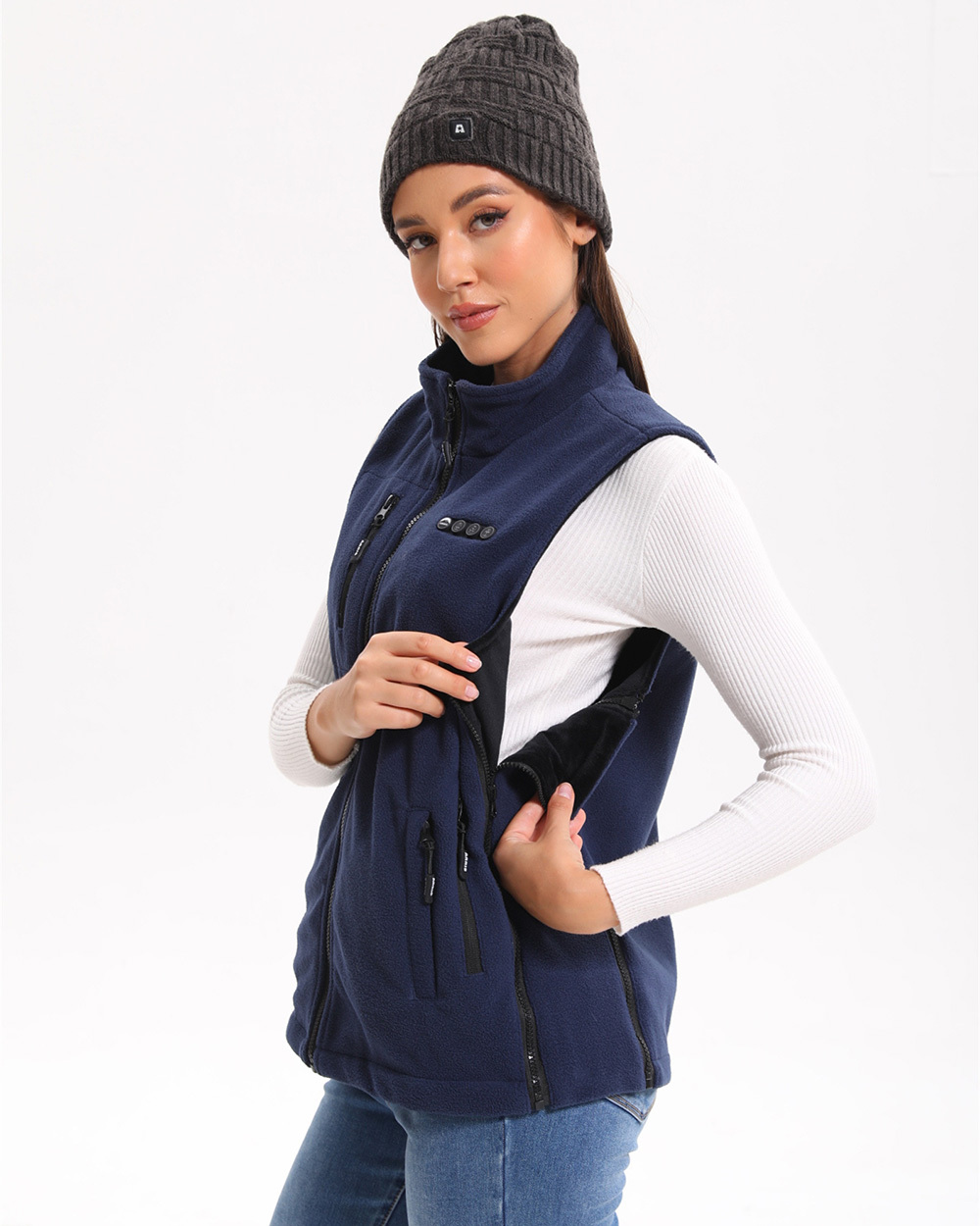 ARRIS Fleece Heated Vest For Women 7.4V Electric Warm Vest With 7500mah Battery Pack Size Adjustable