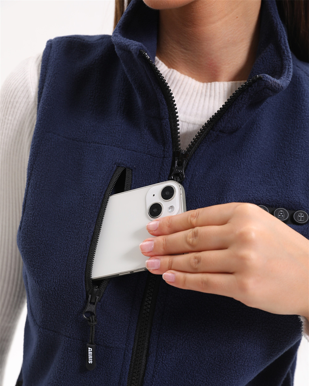 ARRIS Fleece Heated Vest For Women 7.4V Electric Warm Vest With 7500mah Battery Pack Size Adjustable