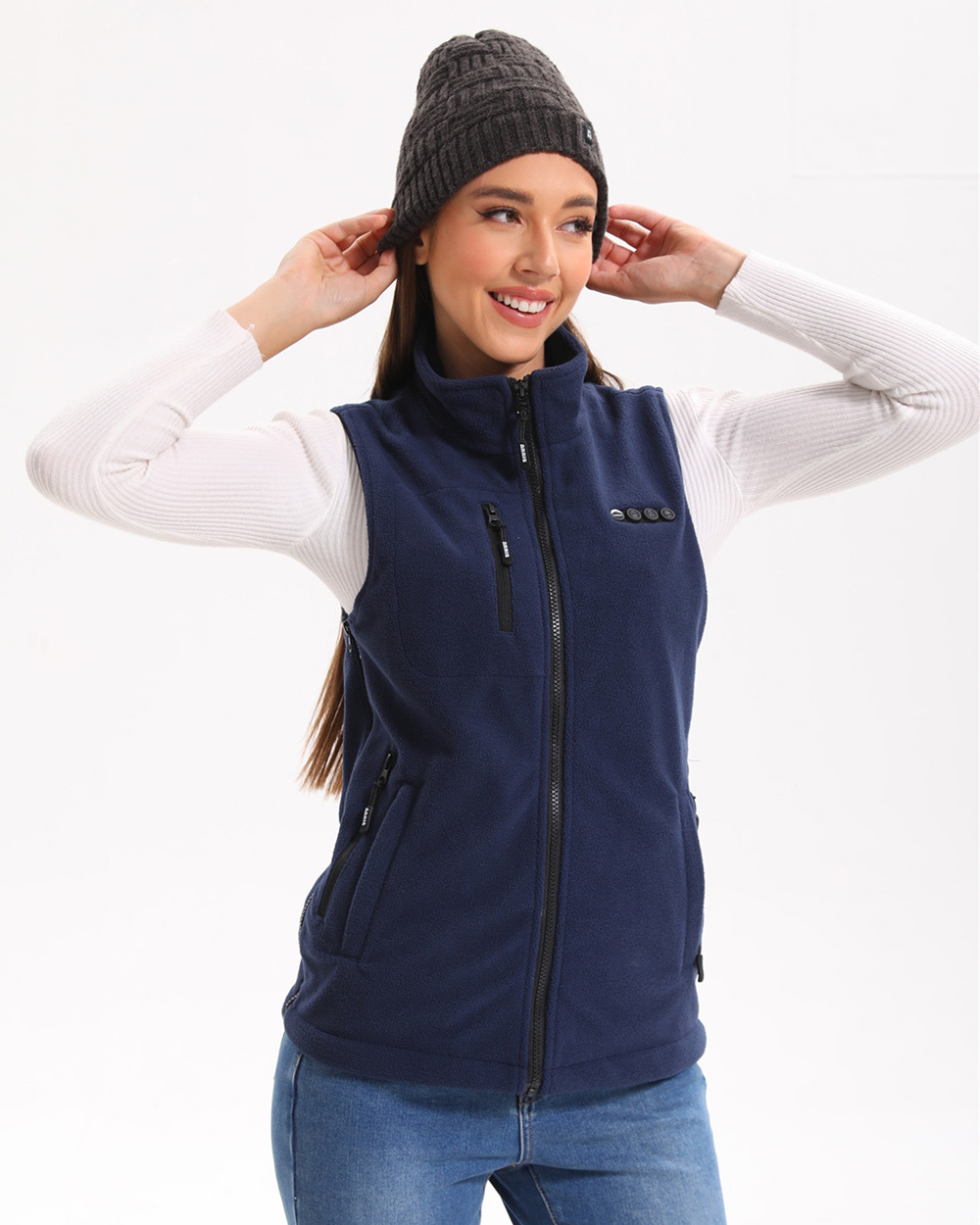 ARRIS Fleece Heated Vest For Women 7.4V Electric Warm Vest With 7500mah Battery Pack Size Adjustable