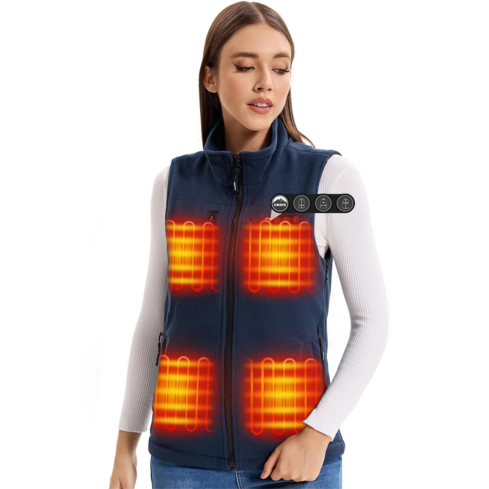 ARRIS Fleece Heated Vest For Women 7.4V Electric Warm Vest With 7500mah Battery Pack Size Adjustable