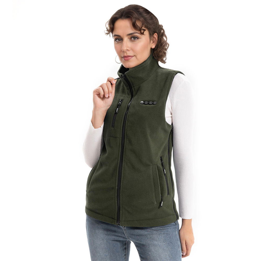 ARRIS Fleece Heated Vest For Women 7.4V Electric Warm Vest With 7500mah Battery Pack Size Adjustable