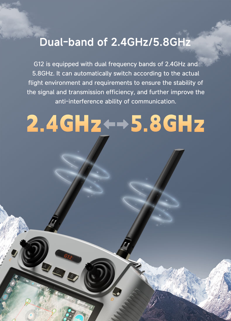 Skydroid G12 2.4G/5.8G Dual-Band 20km Long Range Remote Controller