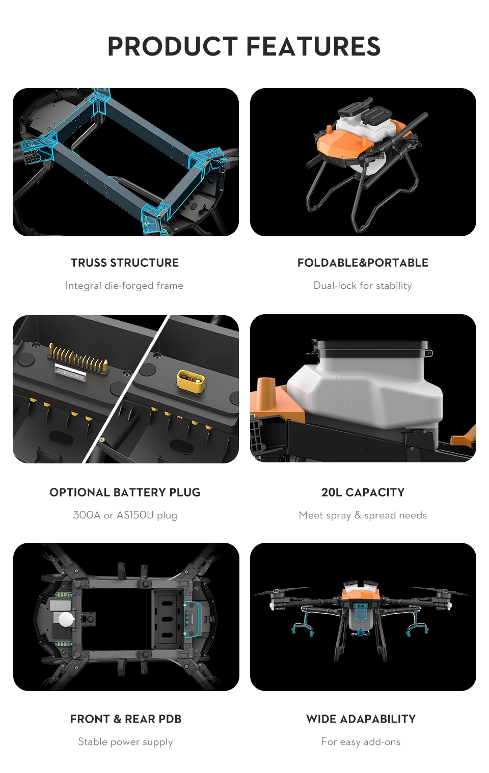EFT G18 Four-Axis 20L Light Classic UAV Agricultural Spraying Drone ...