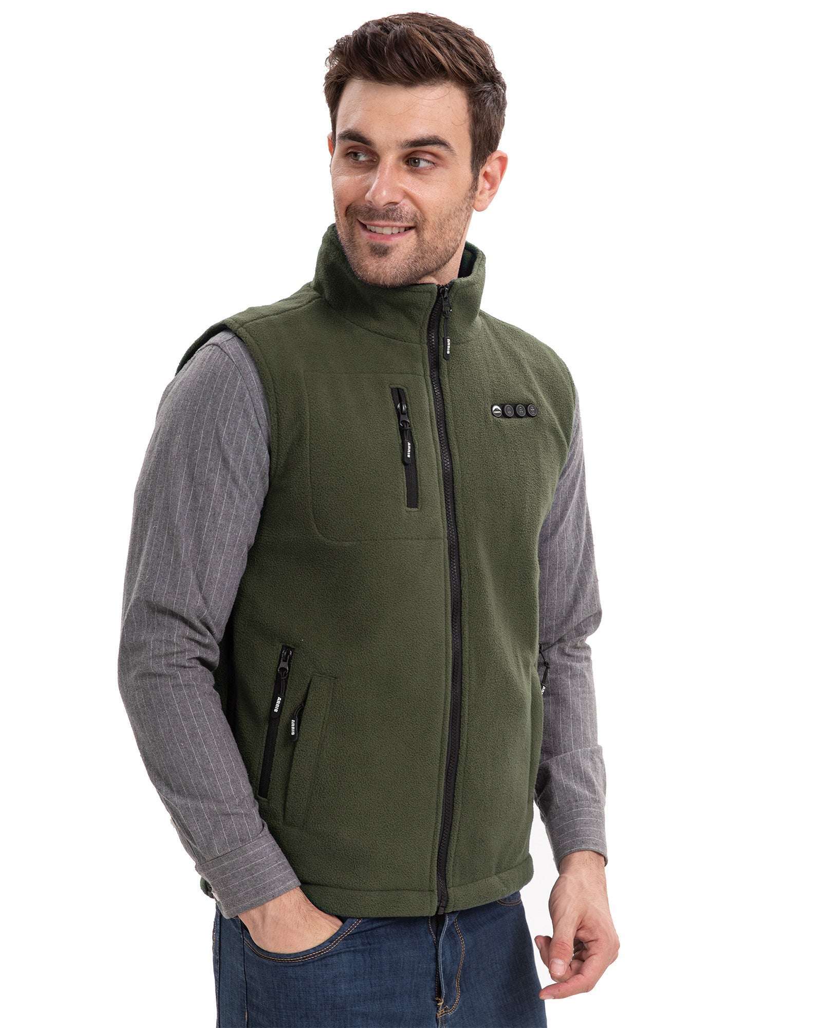 ARRIS Fleece Heated Vest for Men 7.4V Electric Warm Vest 8 Heating Panels Size Adjustable for Hiking Cycling