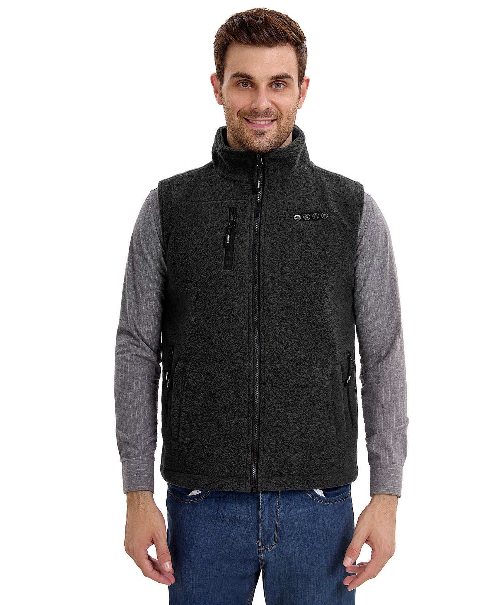 ARRIS Fleece Heated Vest for Men 7.4V Electric Warm Vest 8 Heating Panels Size Adjustable for Hiking Cycling