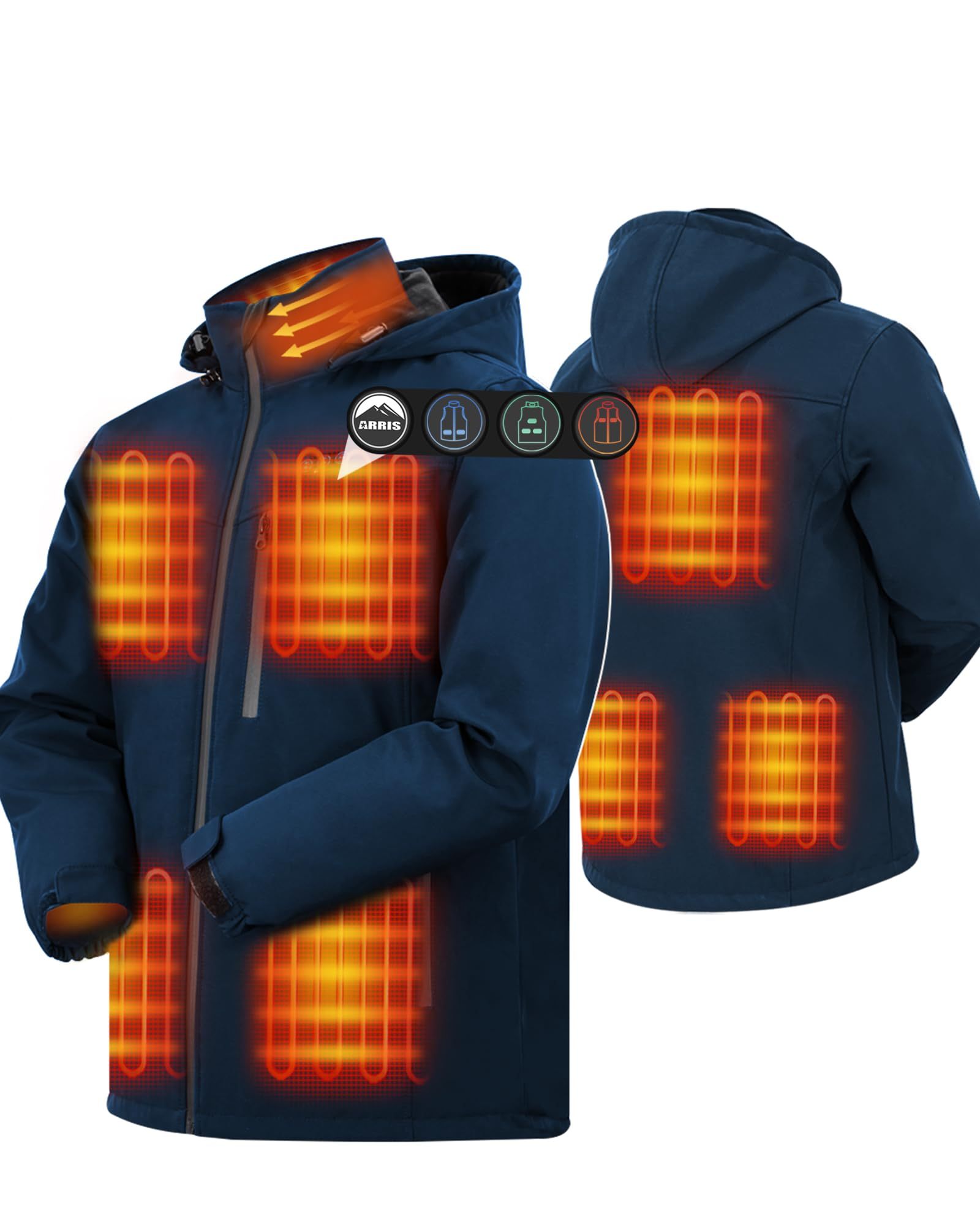 ARRIS Heated Jacket for Men, Electric Warm Heating Coat with 7.4V Rechargable Battery