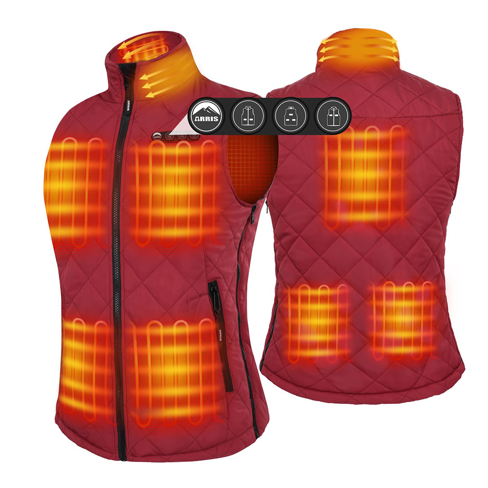 ARRIS Heated Vest for Women, Size Adjustable 7.4V Electric Warm Vest 8 Heating Panels with Battery Pack