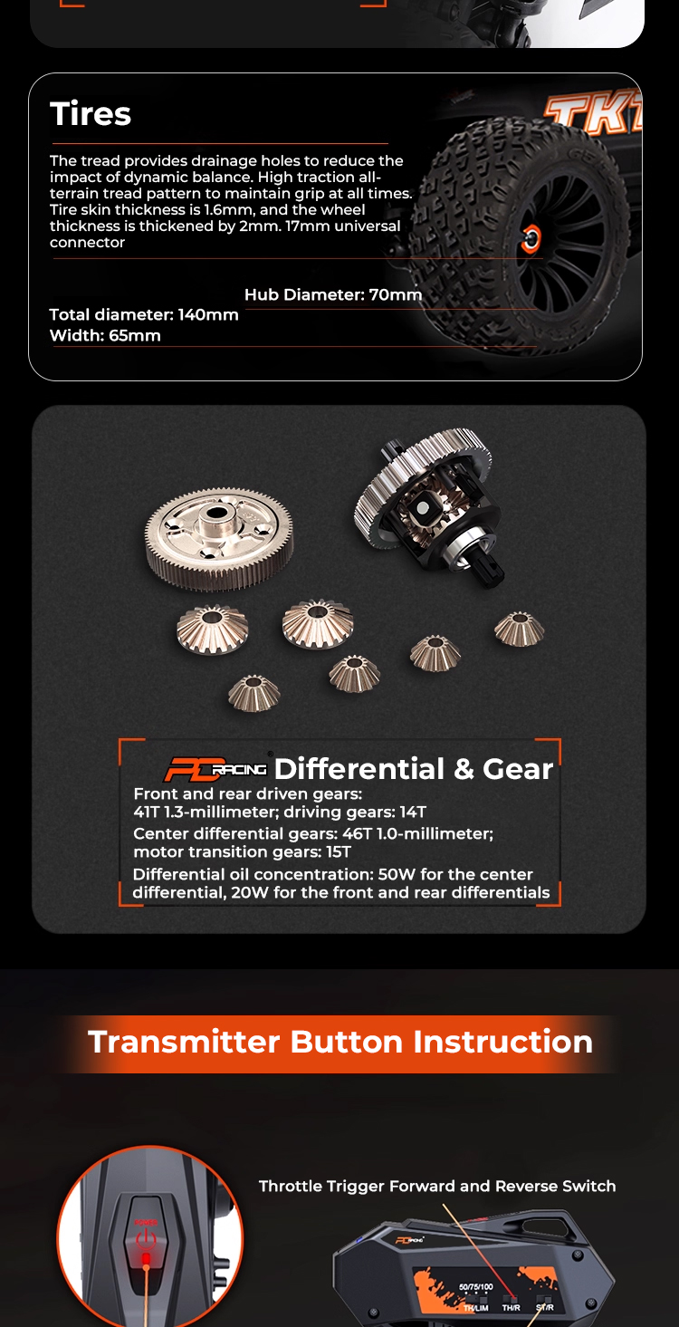 PD Racing TK10 1:10 4S Brushless Short Course Truck RC Truck