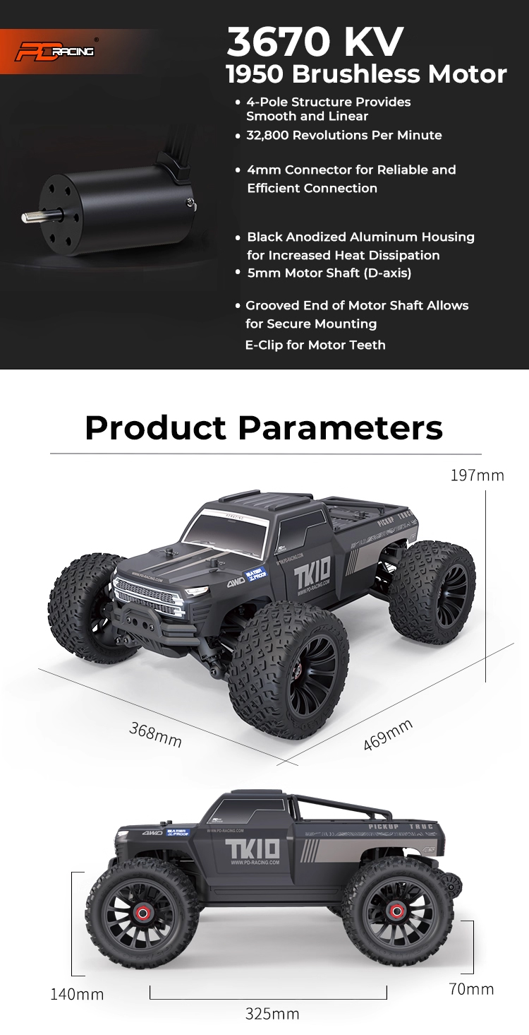 PD Racing TK10 1:10 4S Brushless Short Course Truck RC Truck