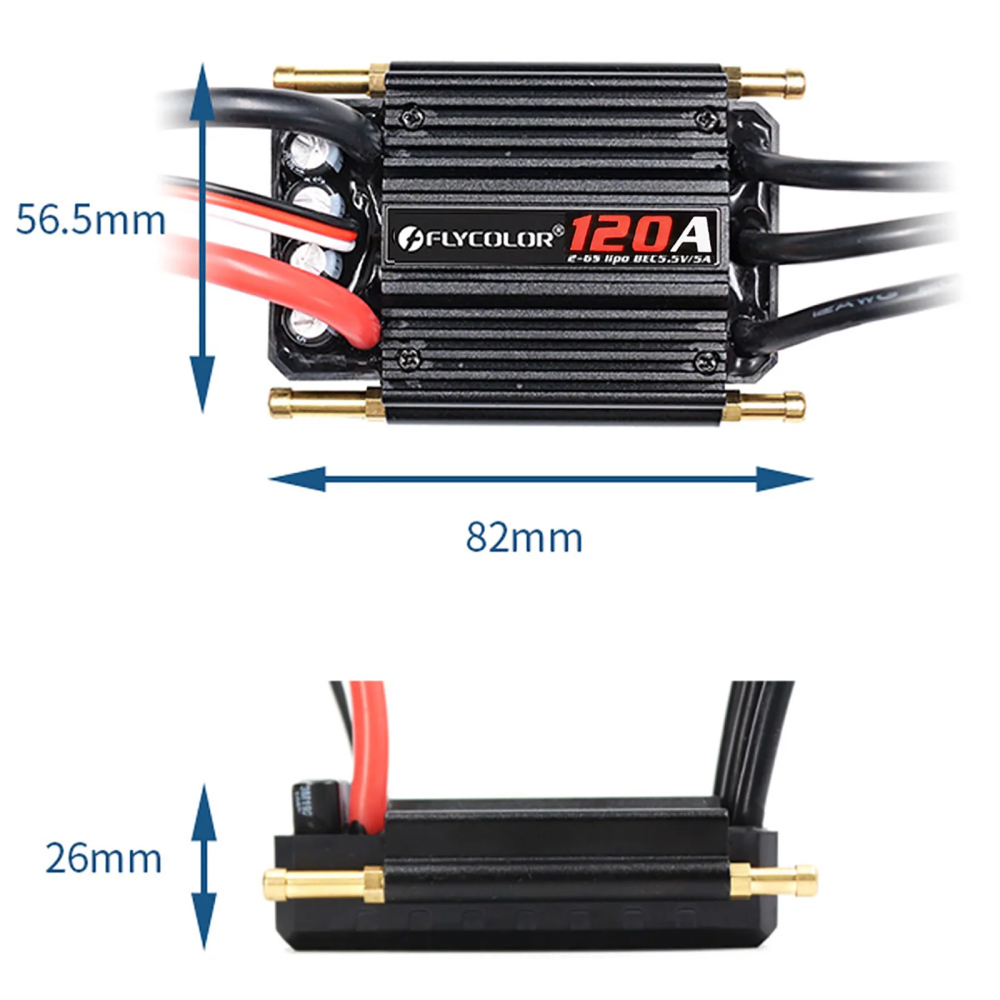 Flycolor Monster 12OA 2-6S Water- Cooled Waterproof ESC for RC Boat 5.5V/5A BEC