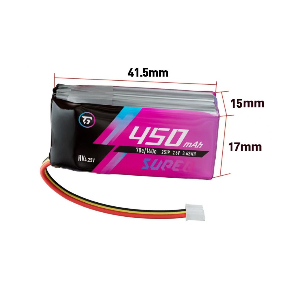 TG Super 450Mah 2S 7.6V 70C Lipo Battery PH2.0 Connector for MINI-Z RC Drift Car