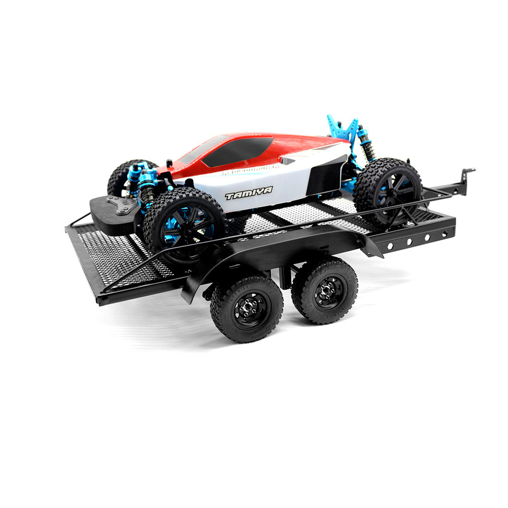 1/10 RC Metal Utility Trailer Dual Axle Cargo Trailer for TRX4 SCX6 SCX10 D90 RC Crawlers