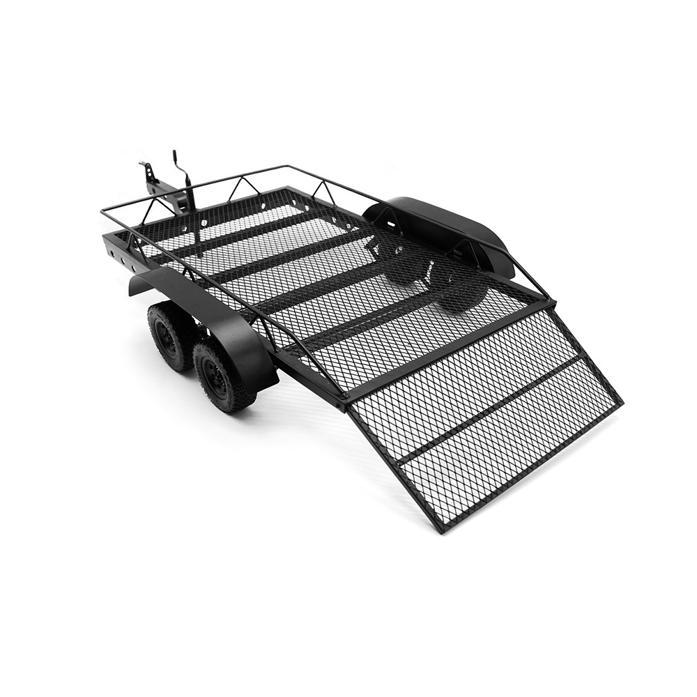 1/10 RC Metal Utility Trailer Dual Axle Cargo Trailer for TRX4 SCX6 SCX10 D90 RC Crawlers
