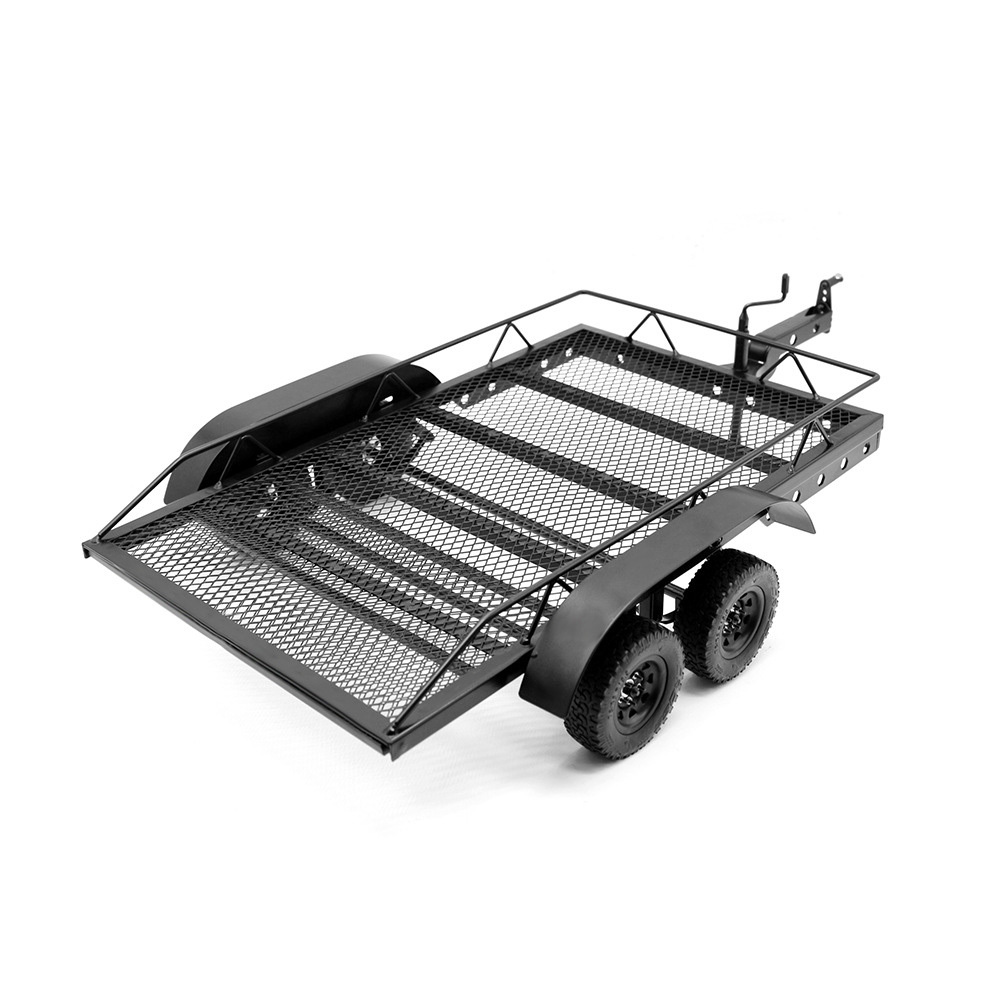 1/10 RC Metal Utility Trailer Dual Axle Cargo Trailer for TRX4 SCX6 SCX10 D90 RC Crawlers