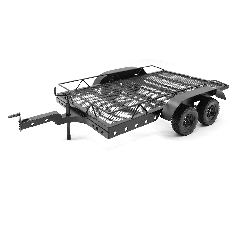 1/10 RC Metal Utility Trailer Dual Axle Cargo Trailer for TRX4 SCX6 SCX10 D90 RC Crawlers