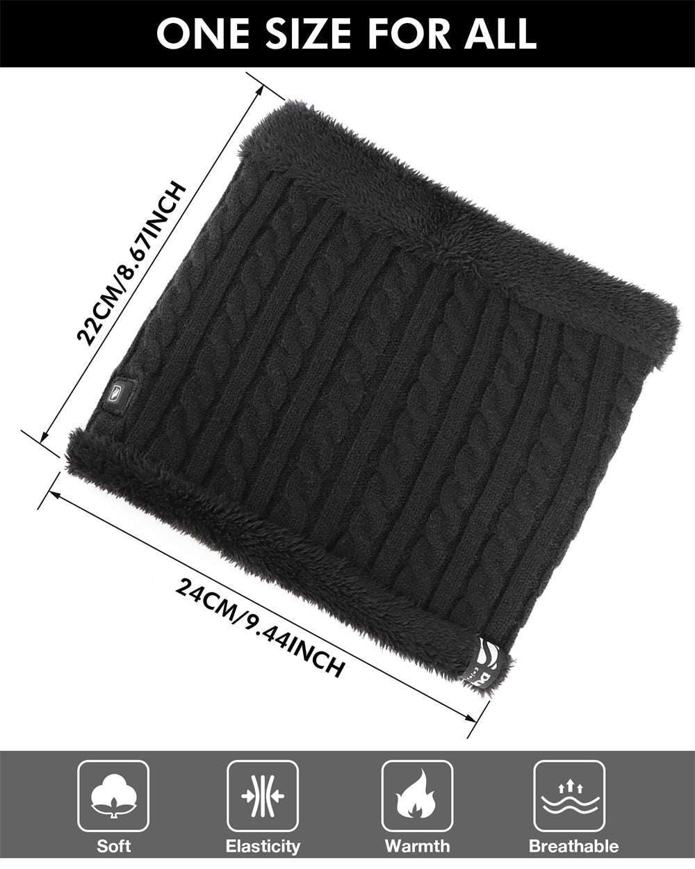 Rechargeable Heated Winter Neck Warmer for Men Women Neck Gaiter Face Scarf