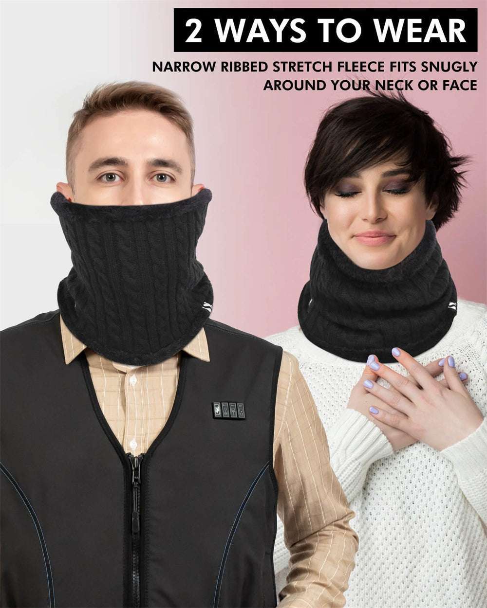 Rechargeable Heated Winter Neck Warmer for Men Women Neck Gaiter Face Scarf