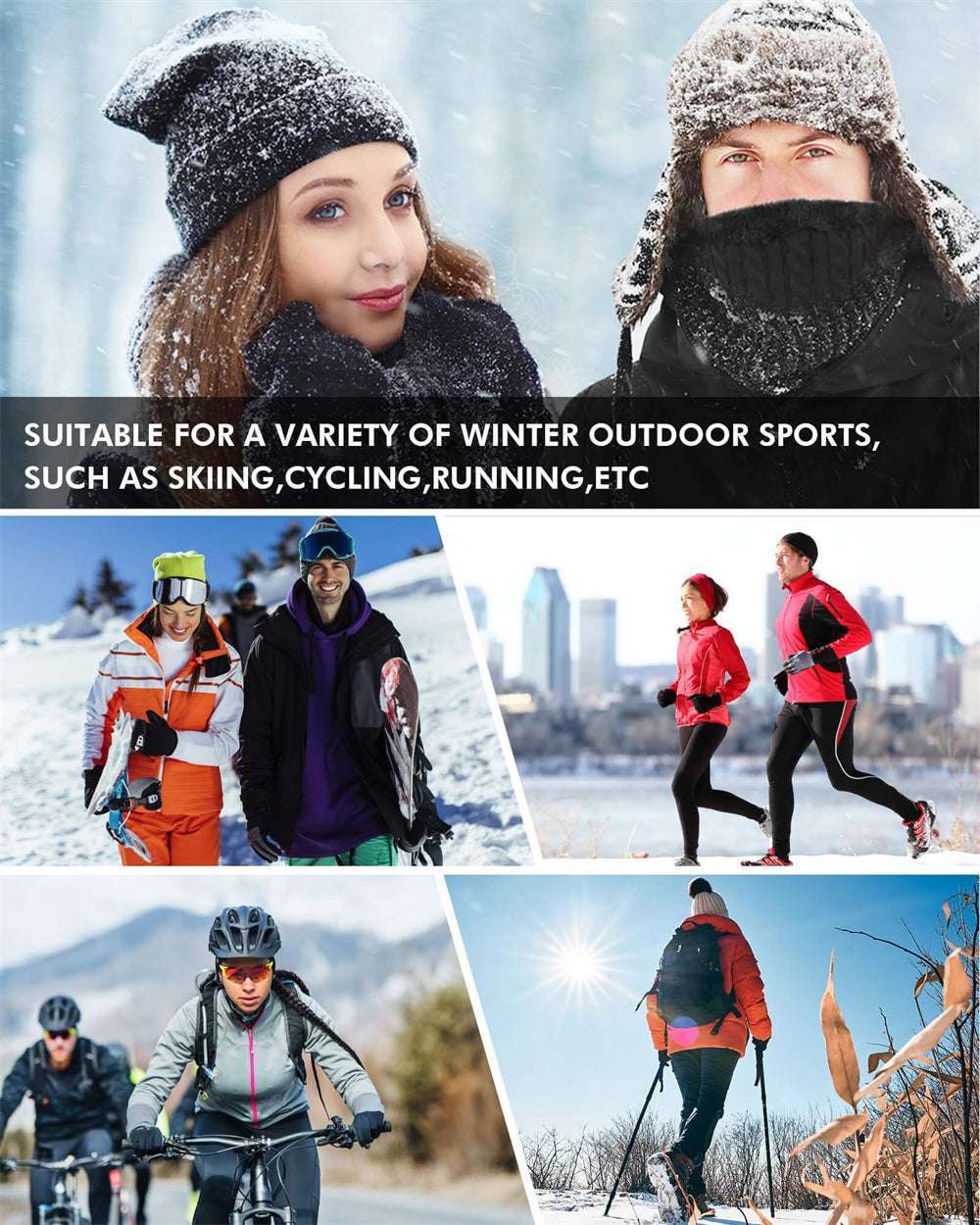 Rechargeable Heated Winter Neck Warmer for Men Women Neck Gaiter Face Scarf