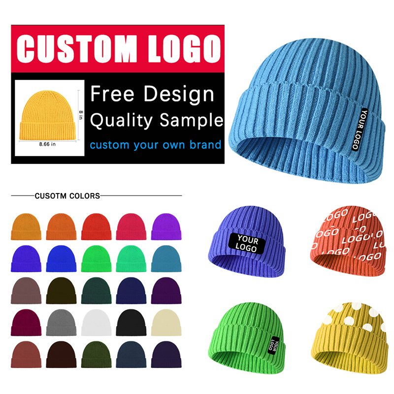 Custom embroidery LOGO unisex knitted beanie hat