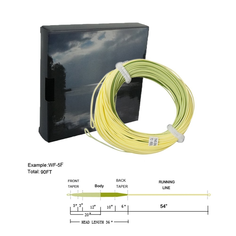 Aventik Tri-Tone Weight Forward Fly Fishing Floating Line Percerption Line Ultra Low Stretch Core Loops Line Loading Zoom Welded Loops Line ID