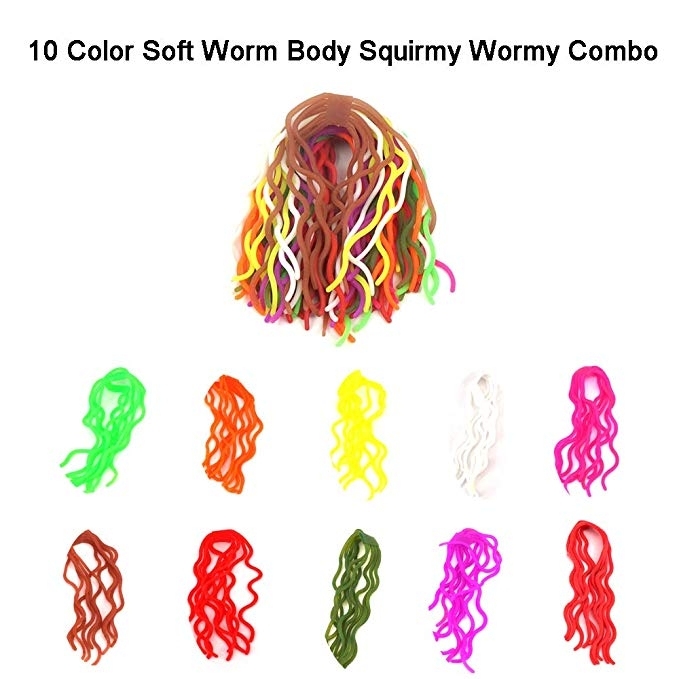 Riverruns Squirmy Wormy 10 Best Selected Color Assortment Fly Tying Materials for San Juan Fly Flies Soft Lure Ultra Stretchy Fishing Worm Body Trout