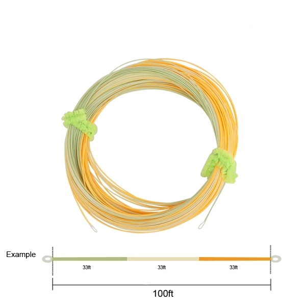 Slim Three Colored Tenkara Line Nymph Shooting Line 0.55mm,100FT 2pc Weld Loop