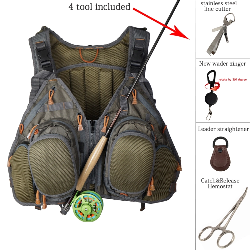 Aventik Fly Fishing Vest Backpack, Outdoor Sports Fishing Pack Fishing Vest  with Vest Pack Tool Combo,Adjustable Size for Men Women.
