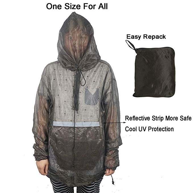 Aventik New Midge Mosquito Jacket Super Fine Mesh Super Light, Easy Repack One Size For All, Reflective Strip More Safe Cool UV Protection Great Desig