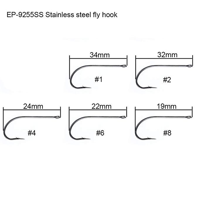 Eupheng 50 pc Each Pack Plus Best Salt Water Stainless Steel Fly Hook Collection EP-9255 SS O'Shaughnessy EP-68SS Tarpon, Bait Fish, Bone Fish Flies, 