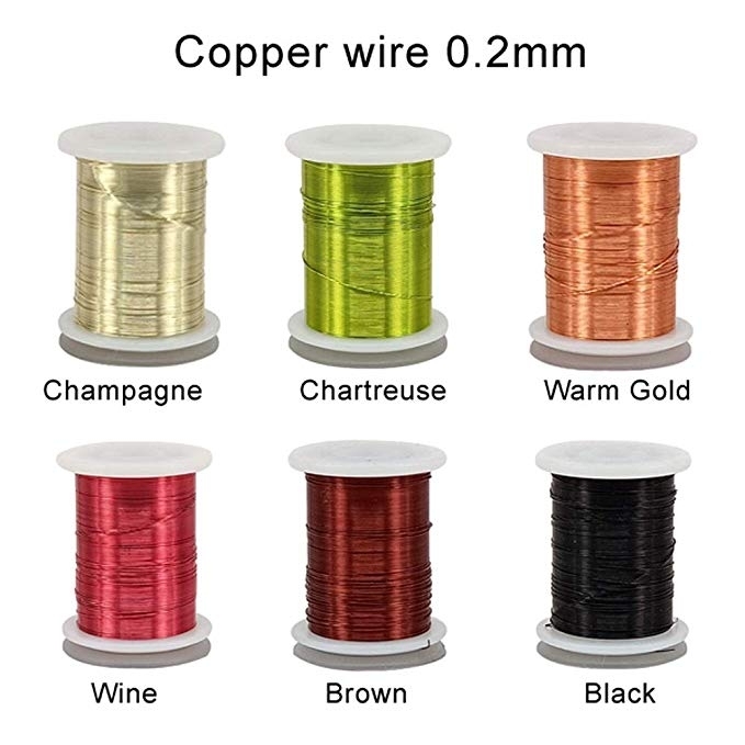 Riverruns 6 Color/Set Non-tarnishing Ultra Copper Wire 0.1mm, 0.2mm Super Realistic Fly Tying Material Proudly from Europe Great Choices for Larve Nym