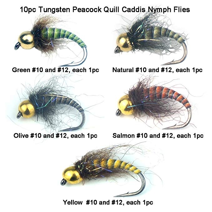 Riverruns 10PC Super Realistic UV Flies Caddis Nymph Combo Set Super Sturdy Proudly from Europe