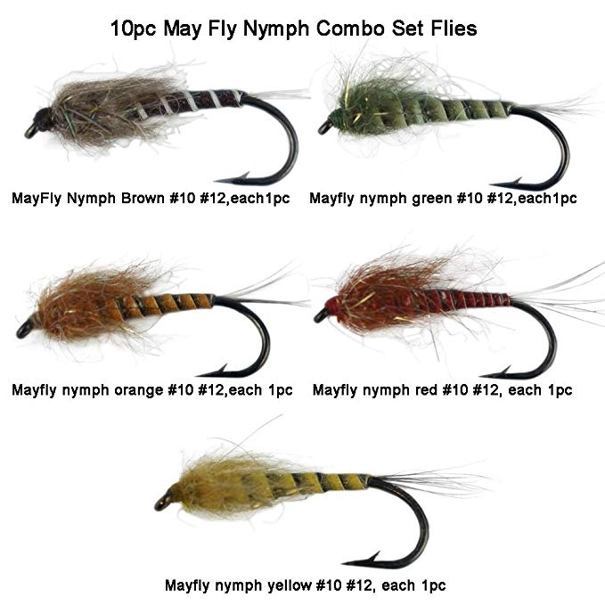 Riverruns 10PC Super Realistic UV Flies Mayfly Nymph Combo Set Super Sturdy Proudly from Europe