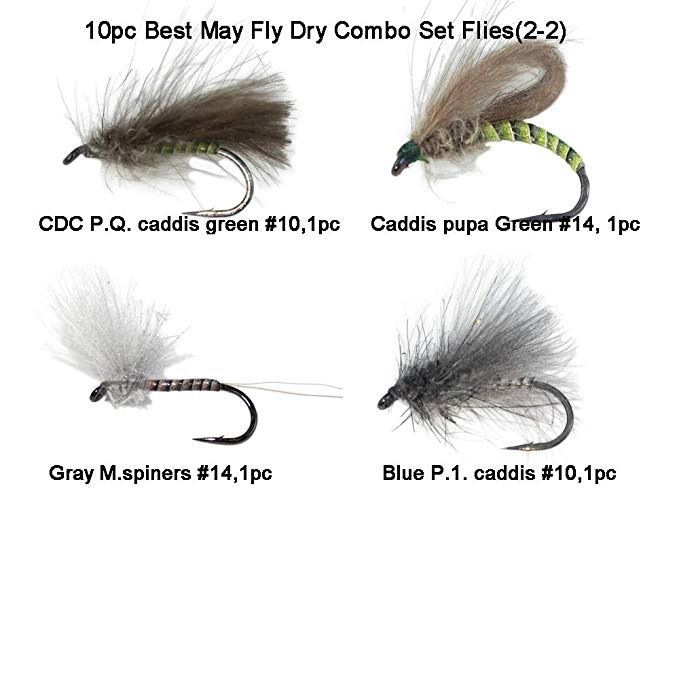 Riverruns 10PC Super Realistic UV Flies Best Mayfly Dry Combo Set Super Sturdy Spinners, Caddis pupa Flies Proudly from Europe