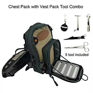 Aventik Fly Fishing Chest Bag Ultra Light Multiple Pockets Chest Pack with Vest Pack Tool Combo