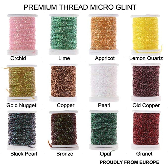 Riverruns Micro Glint Nymph Thread, Holo Flat Tinsel, Fluo Thread Fly Tying Material Proudly from Europe Trigger to The Fish