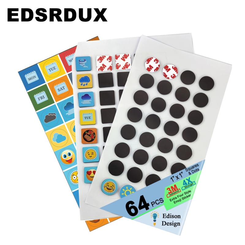 EDSRDUX Square&amp; Round Refrigerator Magnet with Adhesive for Fridge, whiteboard, Lockers, Classroom Decor 64 Pcs
