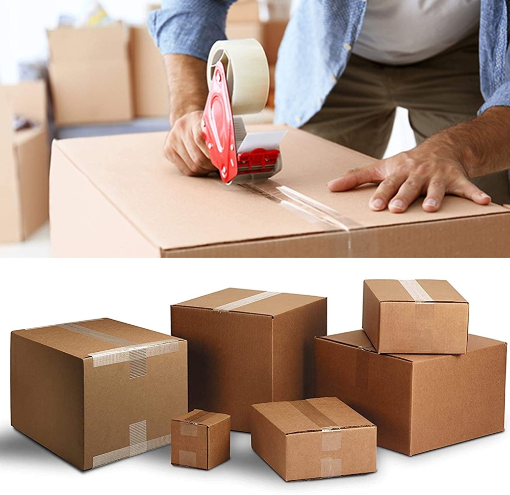 EDSRDRUS Tapes& Glue Heavy Duty Packaging Tape with Dispenser, Ultra Strong Eco-Friendly and Non-Toxic, Great for Packing, Shipping & Moving