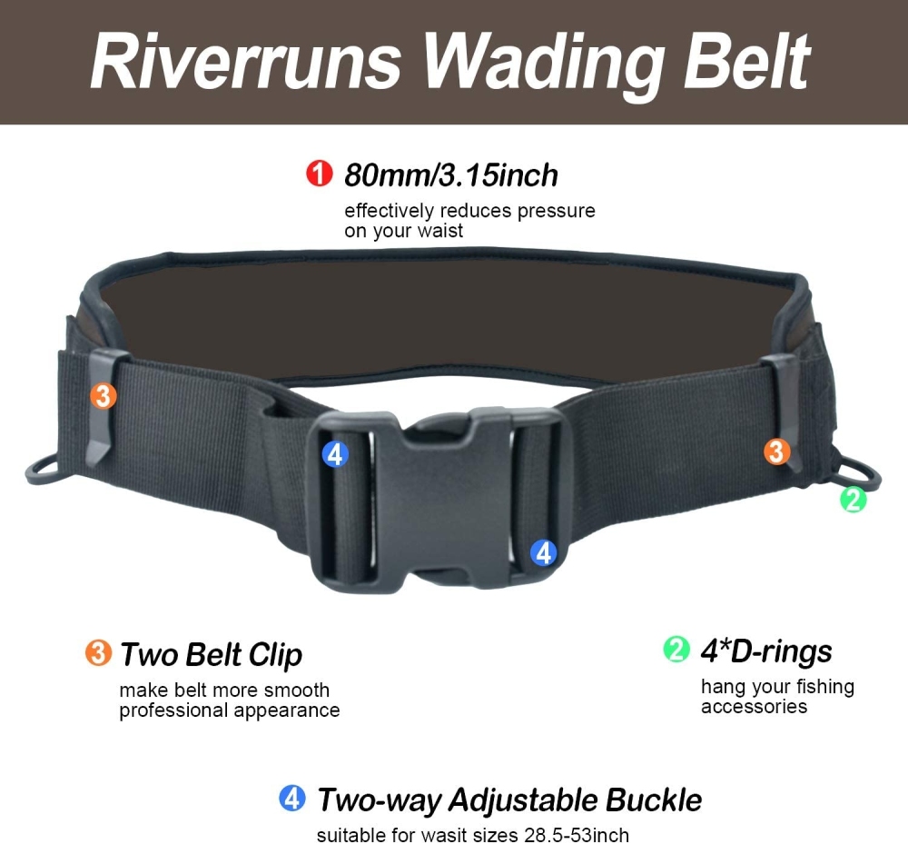 AVTIKRUS Neoprene Adjustable Fishing Wading Belt, Fishing Wader Belt for Men Kayaking